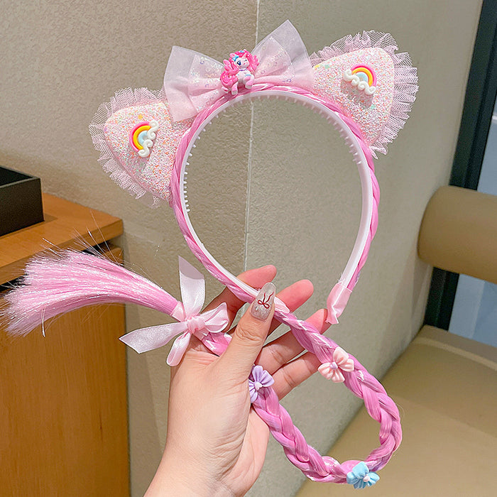 Wholesale Pony Sweet Gradient Wig Headband Girls Crown Headband Cartoon Hairpin