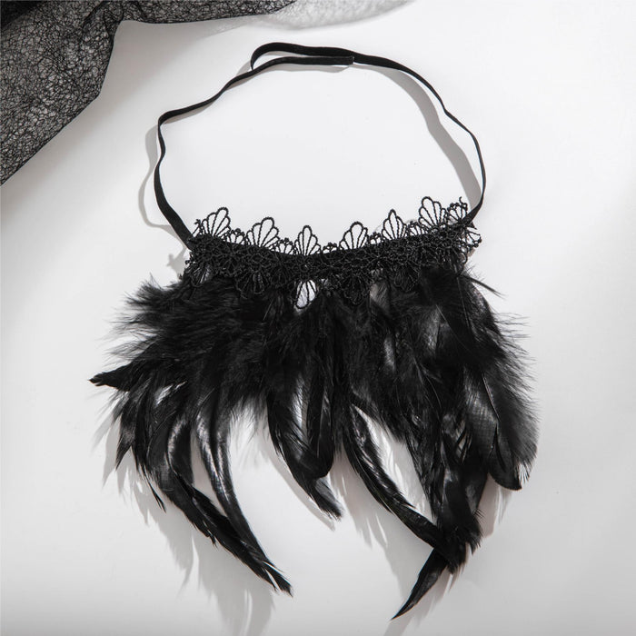 Wholesale Fabric Lace Feather Punk Bracelet Dark Nightclub Style Jewelry Accessory MOQ≥2