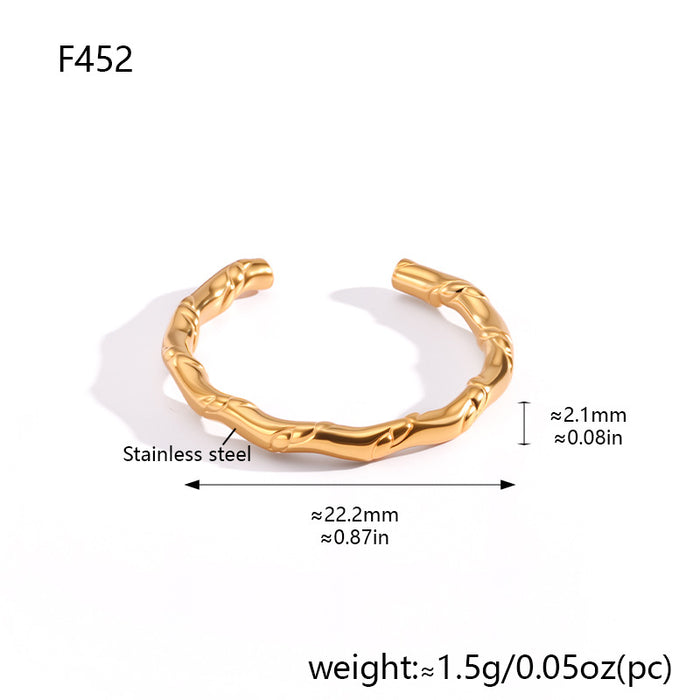 Wholesale Hollow Geometric Stainless Steel Adjustable Open Ring Gold Plated Jewelry