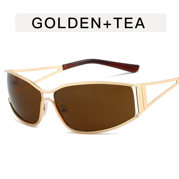 Wholesale Hollow metal sunglasses, retro narrow frame sunglasses, personalized street photography sunglasses