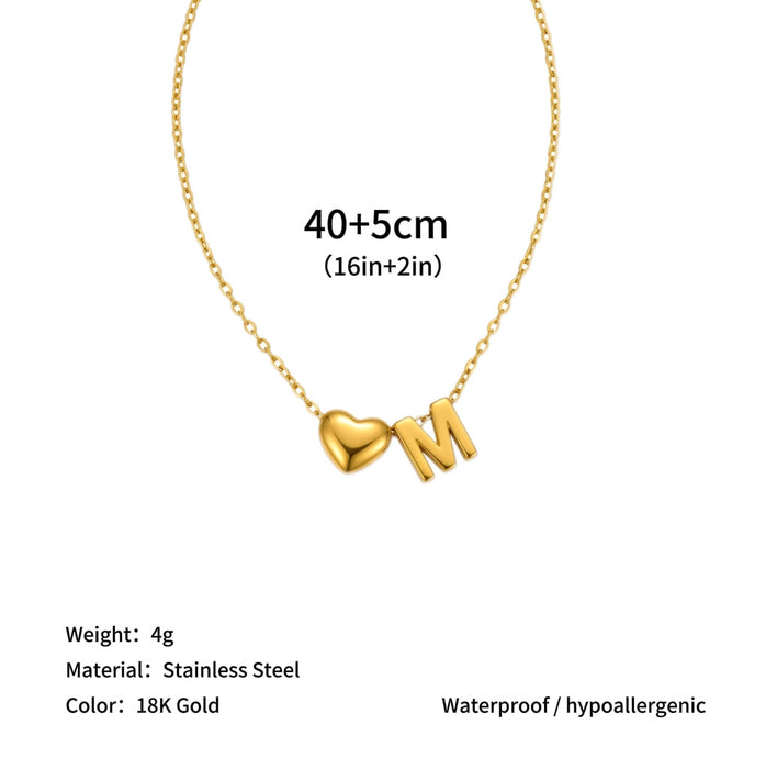 Wholesale Clavicle chain jewelry accessory 26 letter heart pendant titanium steel necklace