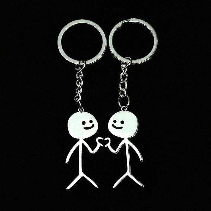 Wholesale Stainless Steel Graffiti Villain Shape Couple Keychain JDC-KC-Aohong004