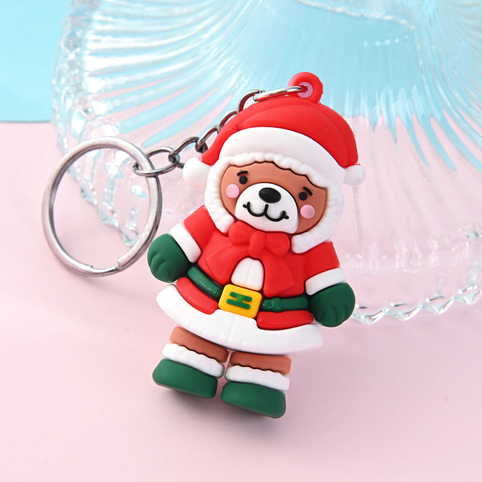 Wholesale 10PCS PVC Christmas Tree Snowman Doll Keychain JDC-KC-AQing011