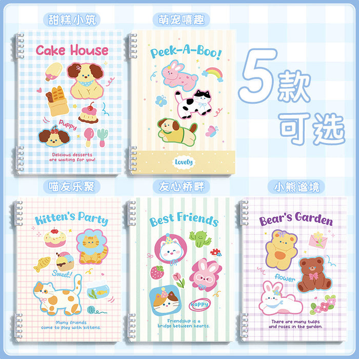 Wholesale Chic Animal Loose-Leaf Notebook with Horizontal Lines Cute Cat Design