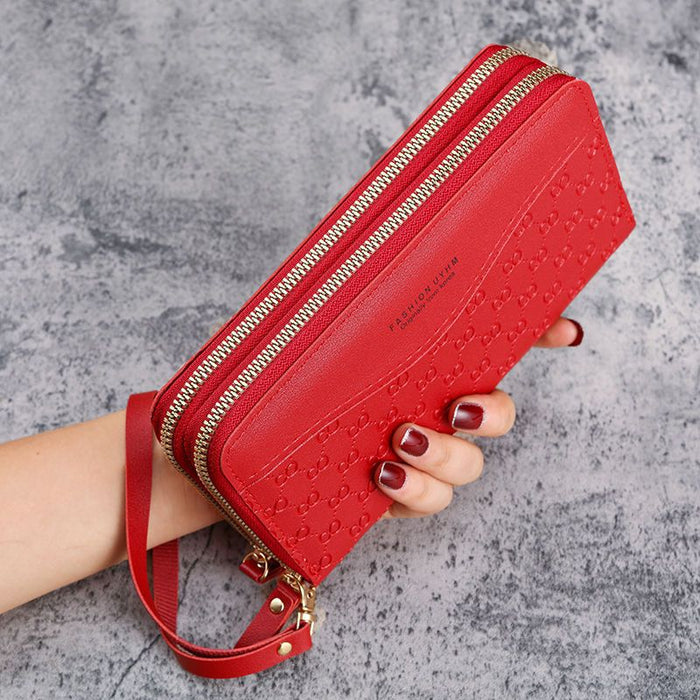 Wholesale PU Leather Women Long Zipper WalletLarge Capacity Multi-Card Organizer Solid Light Pink Daily Matching Fashion Accessory