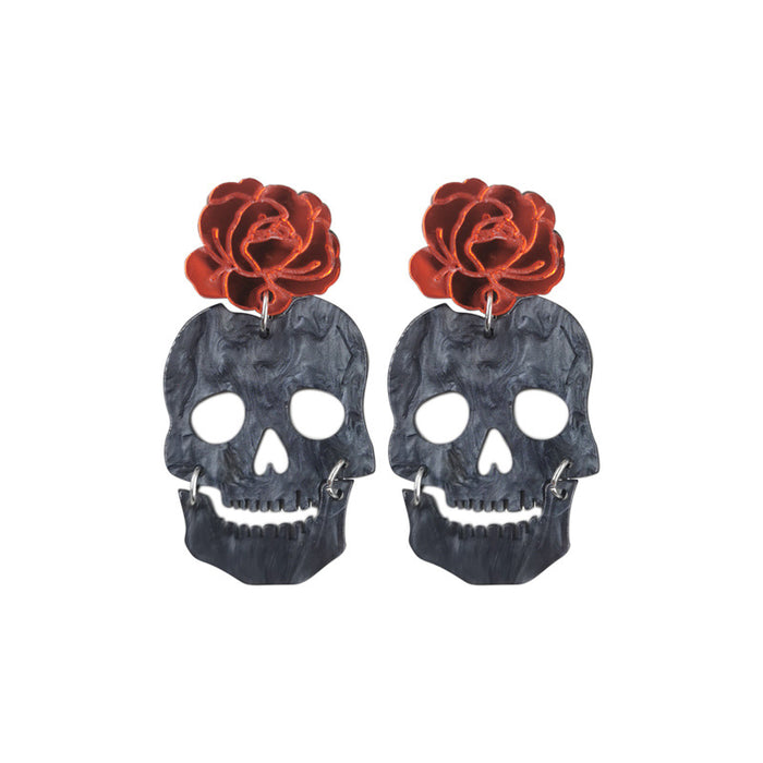 Wholesale Halloween Series Skull Ghost Death Flower Love Acrylic Printing Earrings JDC-ES-QingM001