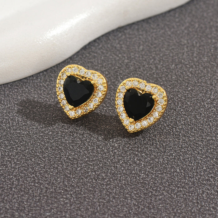 Wholesale Heart shape Earrings Multi-Colored Heart-Shaped Zircon