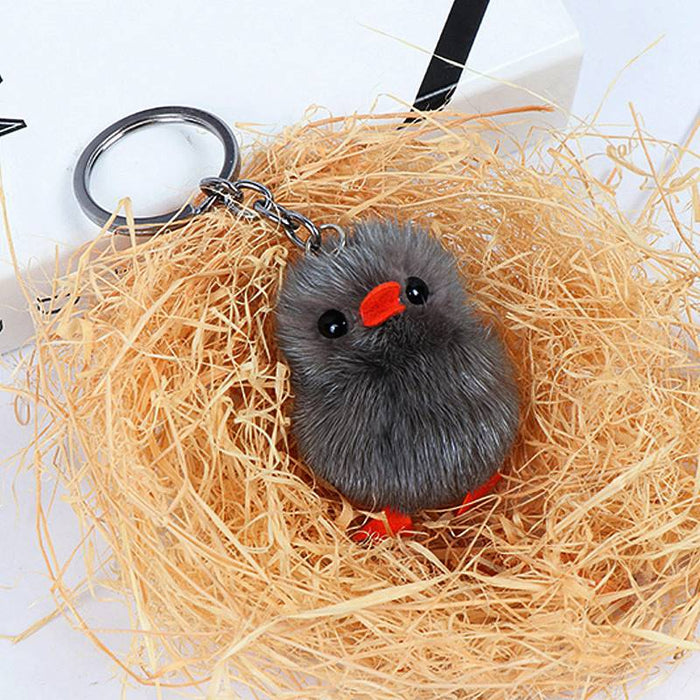 Wholesale Mini Mink Fur Yellow Duck Car Keychain JDC-KC-HaoQ002