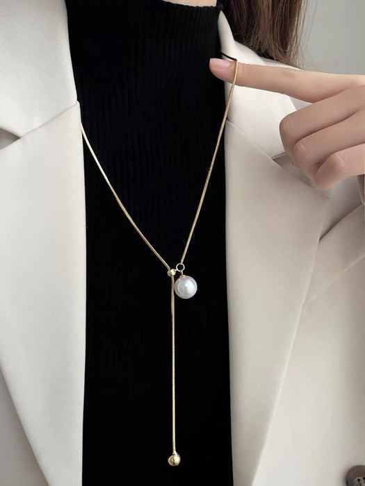 Wholesale pearl necklace popular long  chain elegant high-end high-grade accessories clavicle chain