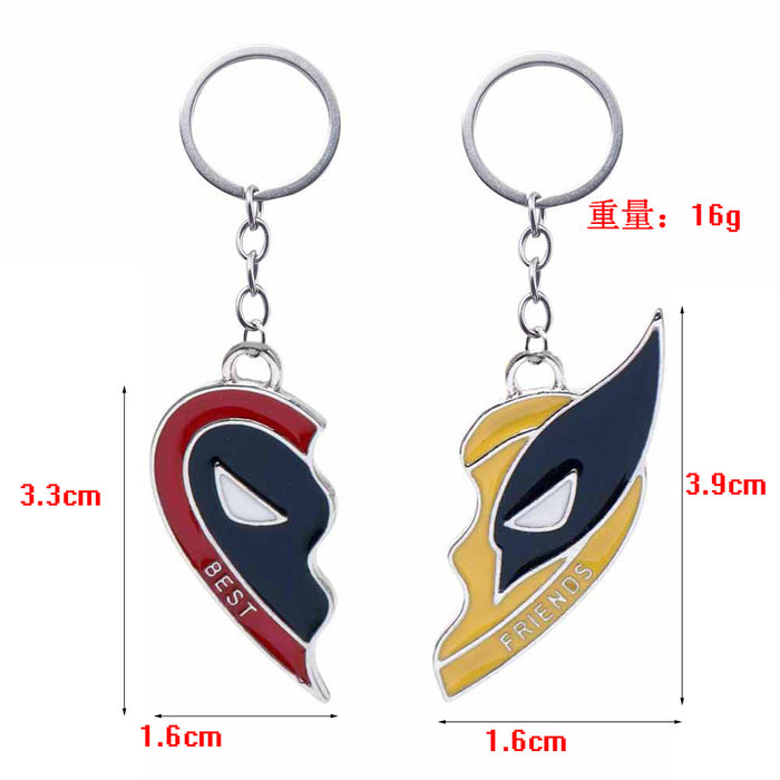 Wholesale Deadpool & Wolverine Deadpool 3 Wolverine Best Friend Necklace Spliced Heart Keychain JDC-KC-HeY014