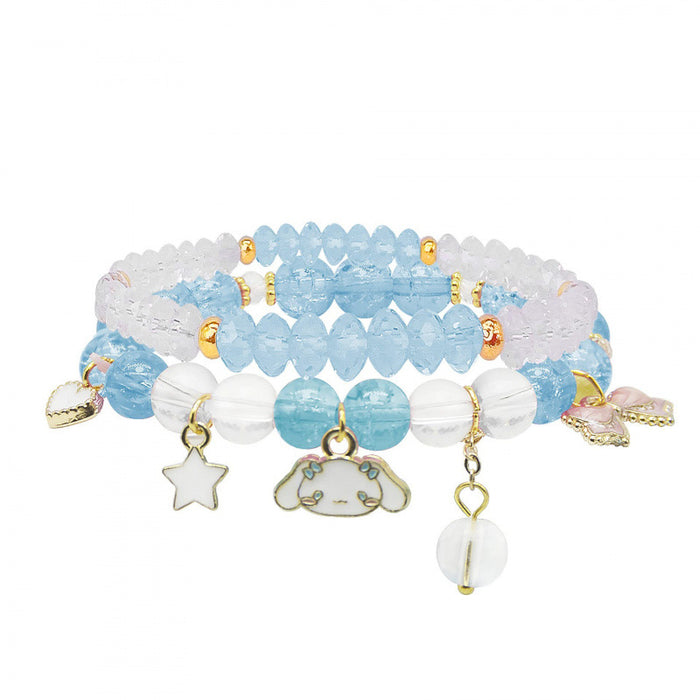 Wholesale Stained Glass Beads Bracelet Girls' Holiday Gift Rabbit Pendant Bracelet Double Poured Crystal Crackle Beads Bracelet