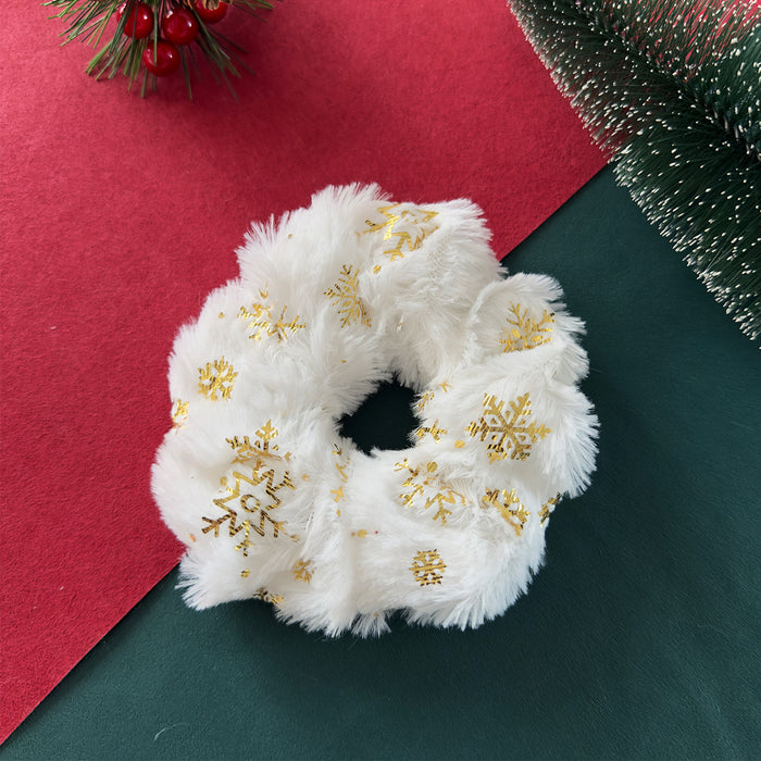 Wholesale Christmas snowflake plush hair ring gold-stamped high elastic hair rope female autumn and winter style hair rope holiday hair accessories