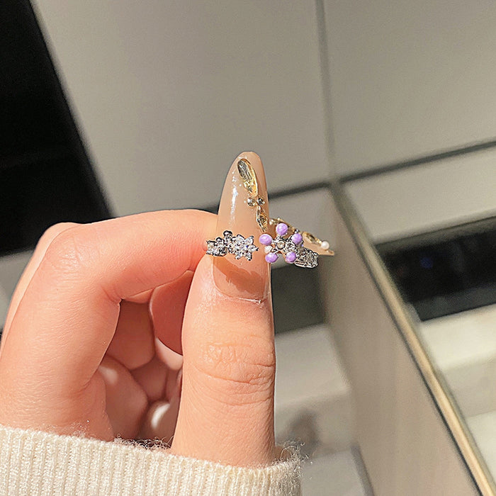 Wholesale Simple geometric flower ring, niche design, versatile ring bracelet