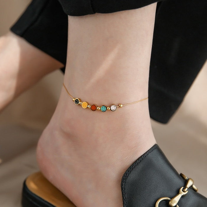 Wholesale Colorful smiling face necklace for women, light luxury, niche titanium steel