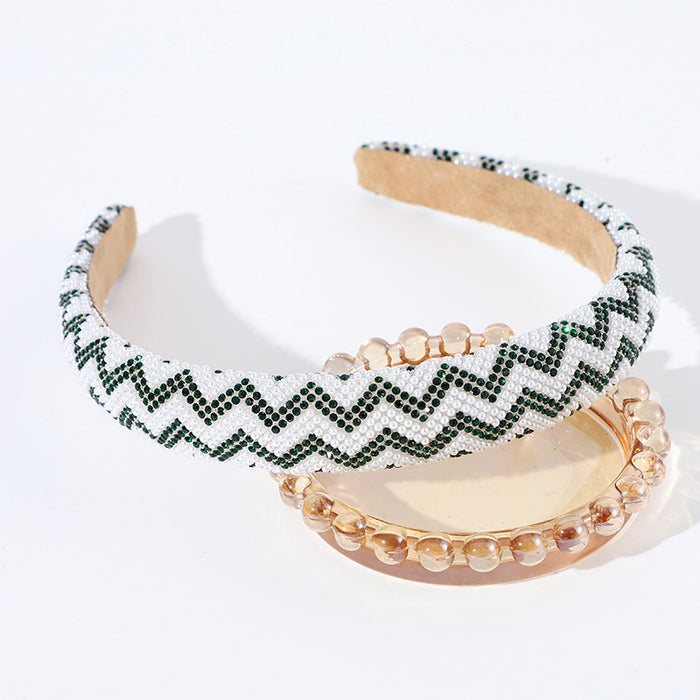 Wholesale Sexy water ripple full diamond pearl headband all-match hair accessories retro headdress