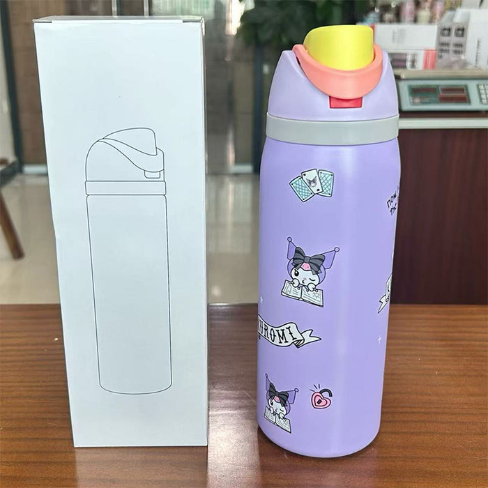 Wholesale Cartoon fruit cup stainless steel thermos cup large capacity portable double drinking cup outdoor sports kettle