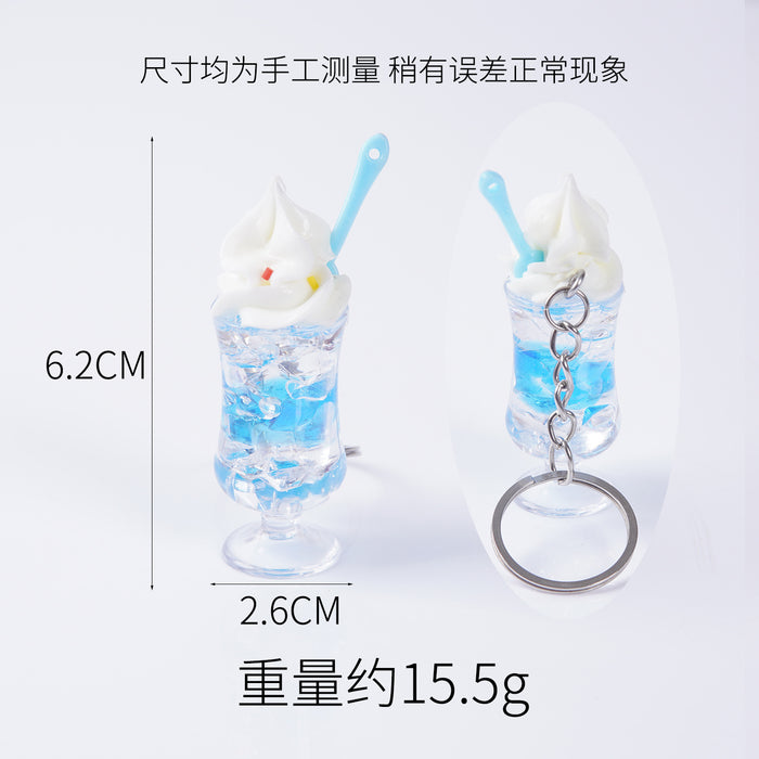 Wholesale Simulated Milk Tea Cup Pendant Fresh Style Keychain Bag Charm Modern Casual Accessory MOQ≥2