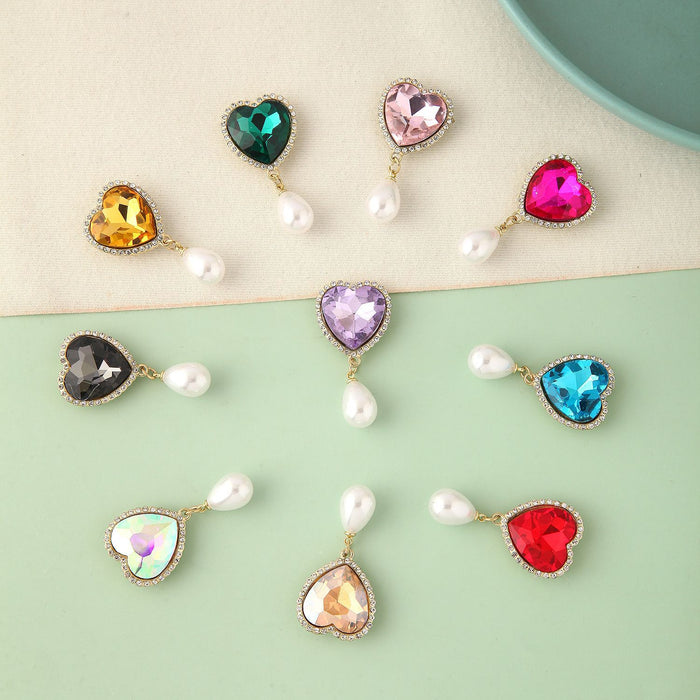 Wholesale Advanced pearl DIY accessories with diamond inlay, light luxury temperament, love crystal tassel alloy accessories, jewelry