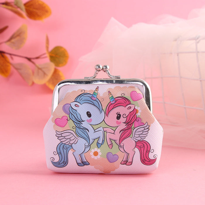 Wholesale Cartoon Unicorn PVC Coin Purse Snap Wallet Pink Flower Boutique Resale MOQ≥2