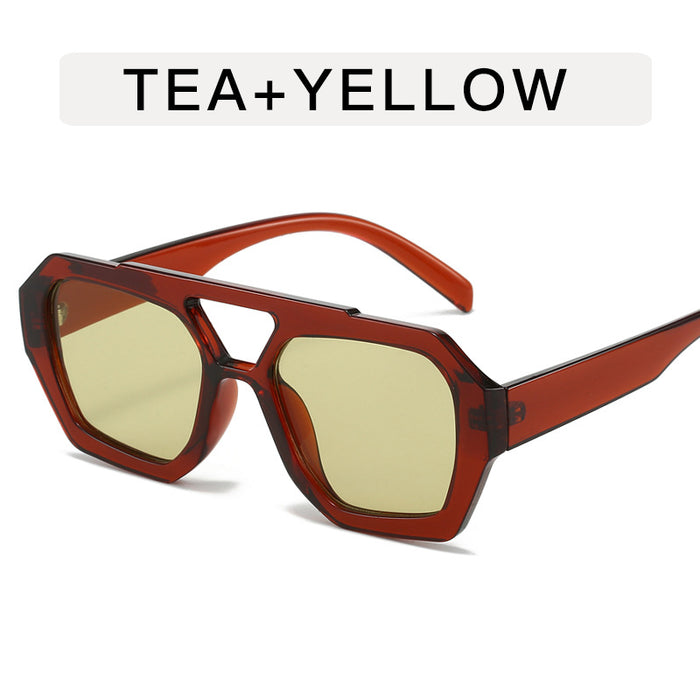 Wholesale Double-beam Retro Irregular Sunglasses Men's Women's Plain-made Women's