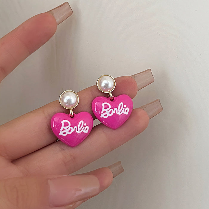 Wholesale Resin Drip Oil Love Bow Alloy Earrings JDC-ES-HeM007