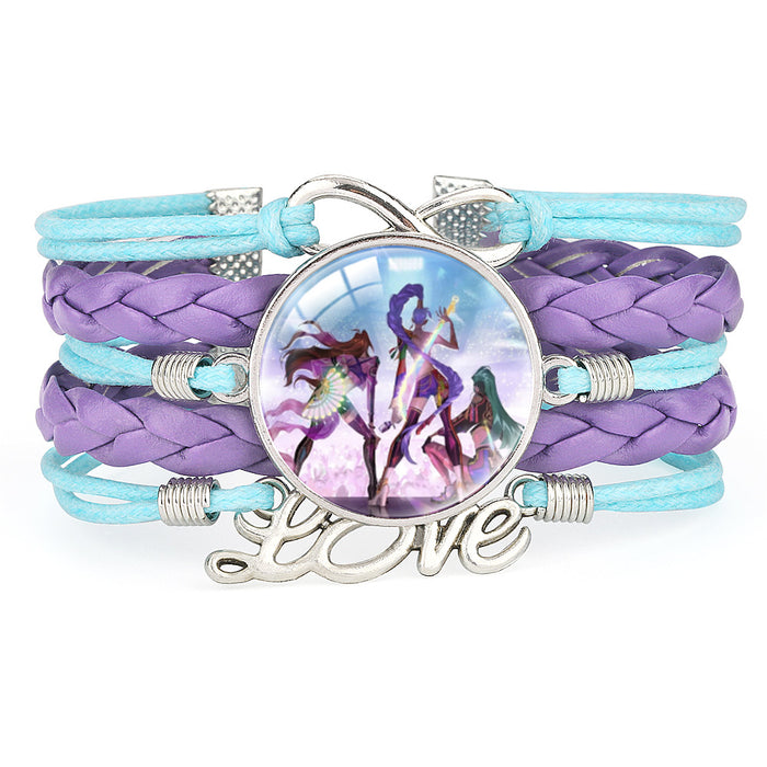 Wholesale KPOP Color Block Multi-Layer Braided Adjustable Bracelet