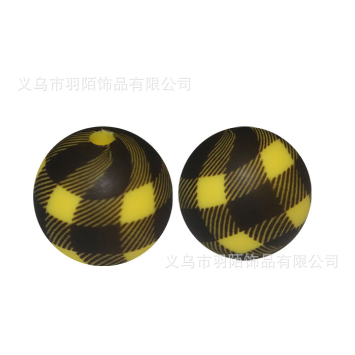 Wholesale 20pcs15mm Colorful Plaid Printed Beads JDC-BDS-HongZhou008