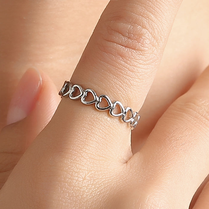 Wholesale Adjustable Women's Hollow Heart Metal Ring JDC-RS-Lanx001