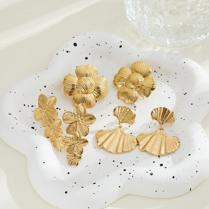 Wholesale Real gold ginkgo leaf earrings,  non-fading flower earrings