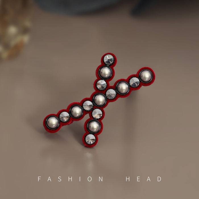 Wholesale Cross rhinestone straight clip hair clip side clip bangs clip women's broken hair fixed hair clip