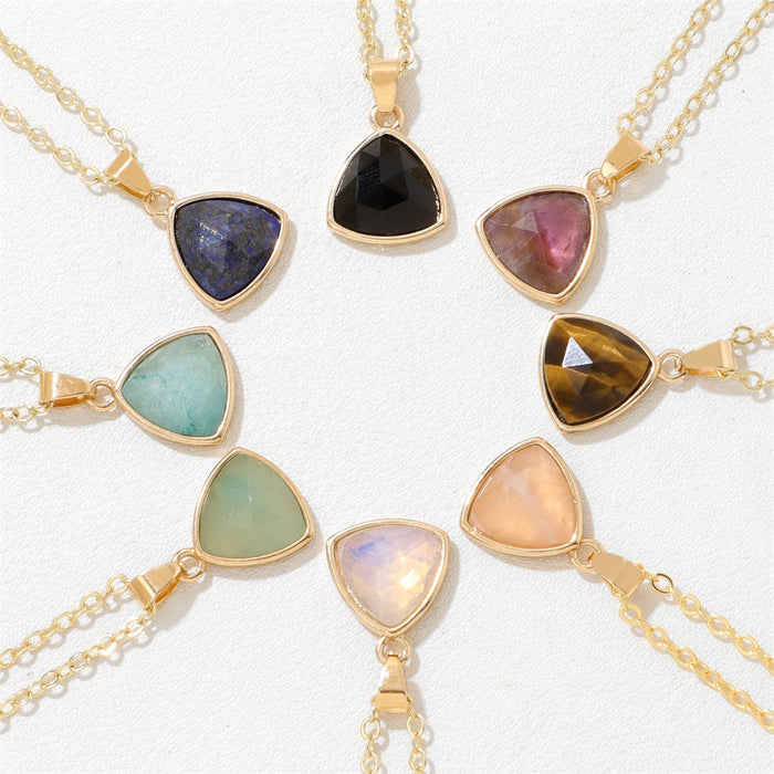 Wholesale Triangular stone pendant necklace