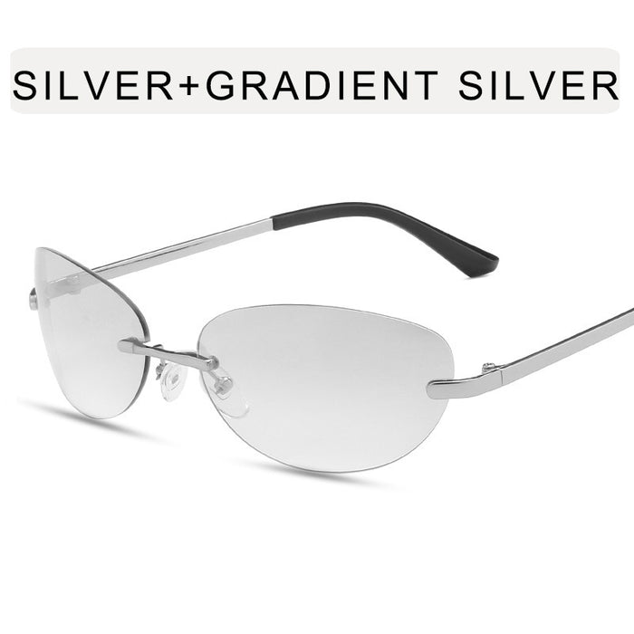 Wholesale Unframed oval sunglasses street photography sunglasses