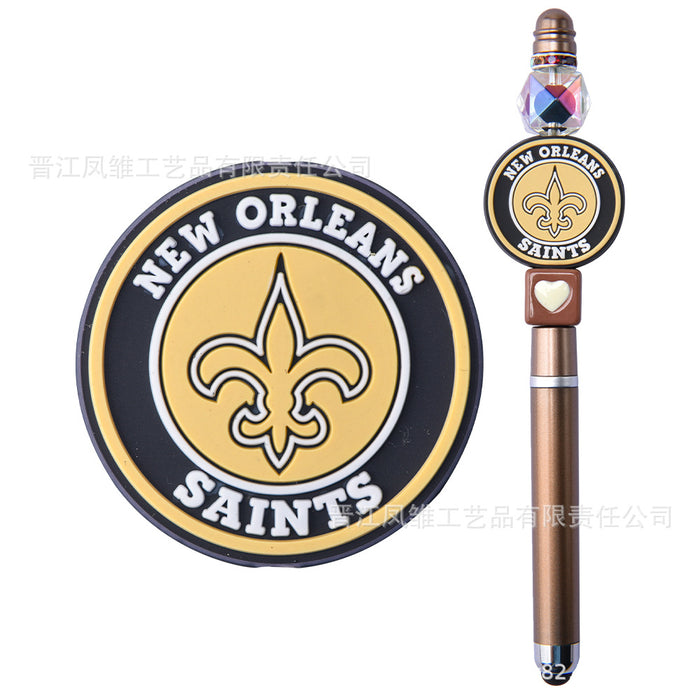 Wholesale 50pcs Rugby team series beads ballpoint pen beaded accessories fun stationery cartoon accessories detachable