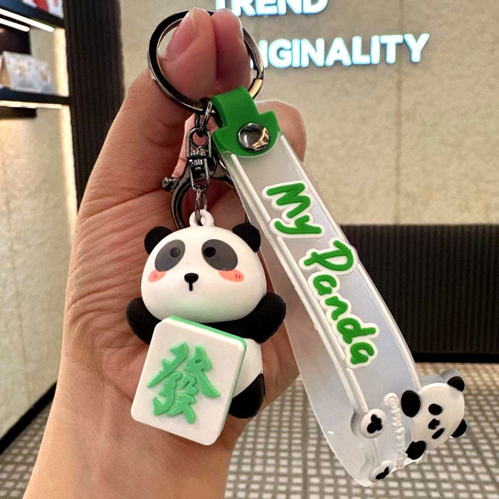 Wholesale  Cartoon Rotating Panda  Car Keychain Schoolbag Bag Pendant