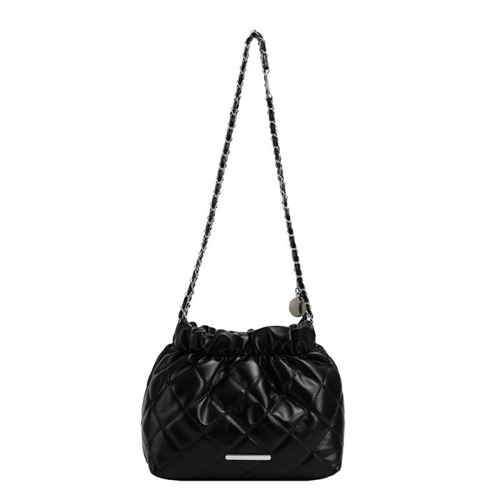 Wholesale PU Diamond Embroidery Chain Drawstring Crossbody Bucket Bag JDC-SD-MingShuo007