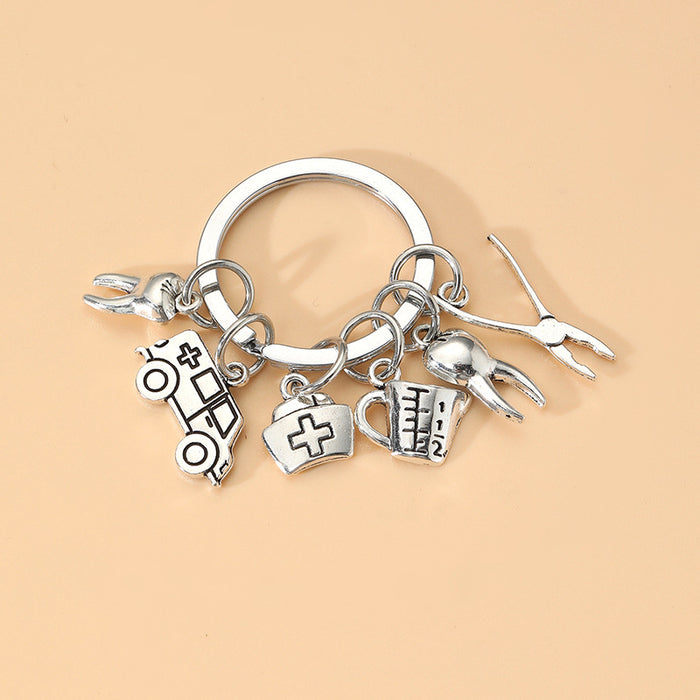 Wholesale Asian Nurses Day Doctor Time Gemstone Alloy Keychain JDC-KC-HuiWen002