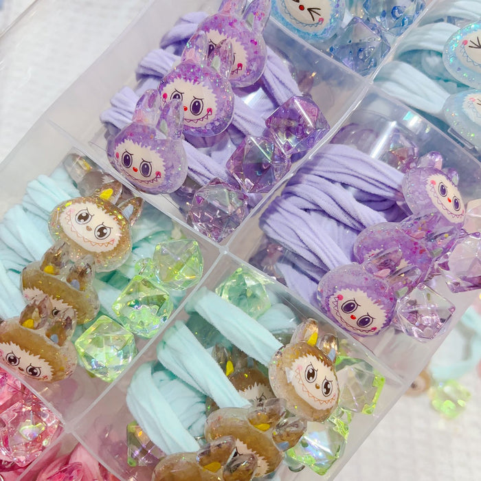 Wholesale 5pcs mix Cute Faceted Shiny Rabbit Rubber Band Hair Band Towel Ring Hair Tie Leather Rope High Ponytail Hair Accessory