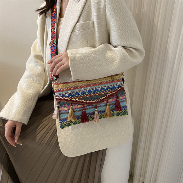 Wholesale Canvas Tassel Shoulder Tote Messenger Bag JDC-SD-Wangp002