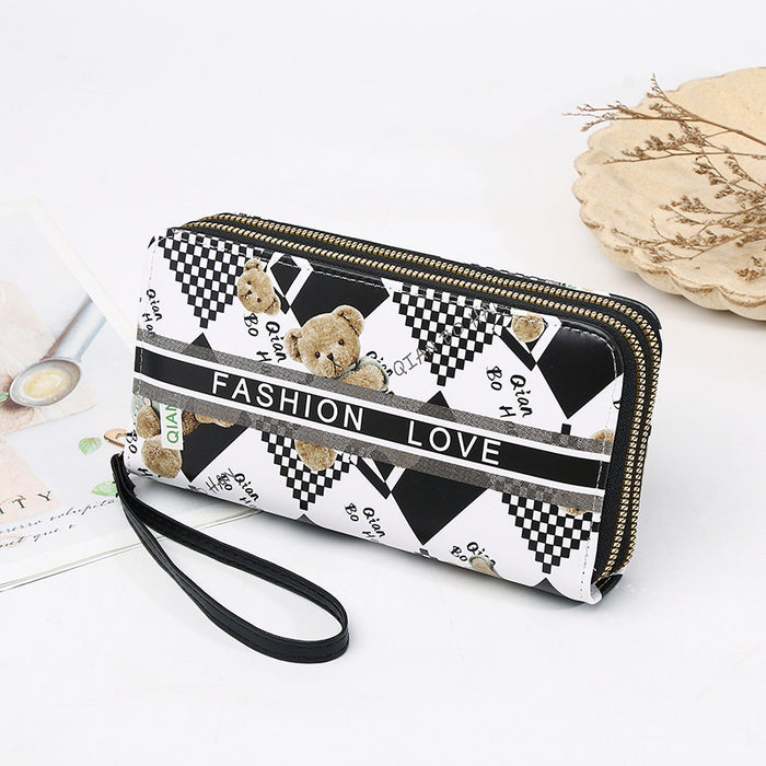 Wholesale   Double Zipper Wallet Women's Cartoon Handheld  Bag Coin Purse