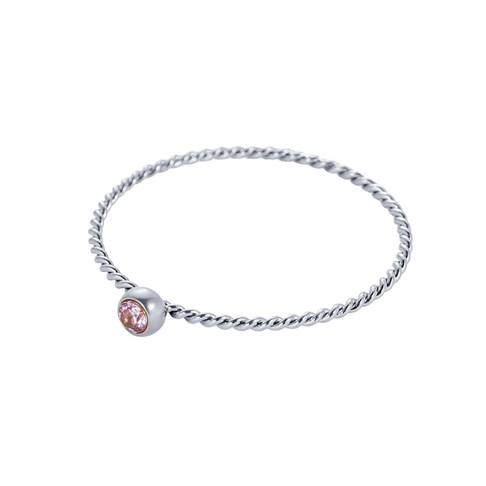 Wholesale Twisted ring with zircon ring stainless steel gold-plated birthstone twisted tail ring