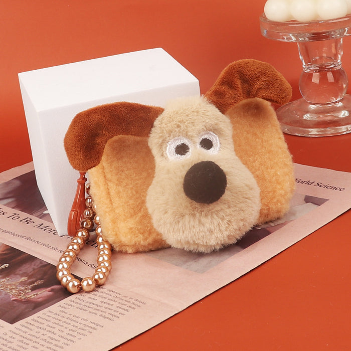 Wholesale Stylish Plush Animal Coin Purse With Bead Chain Cute Storage Bag For Earphones Street Style Fashion Accessory