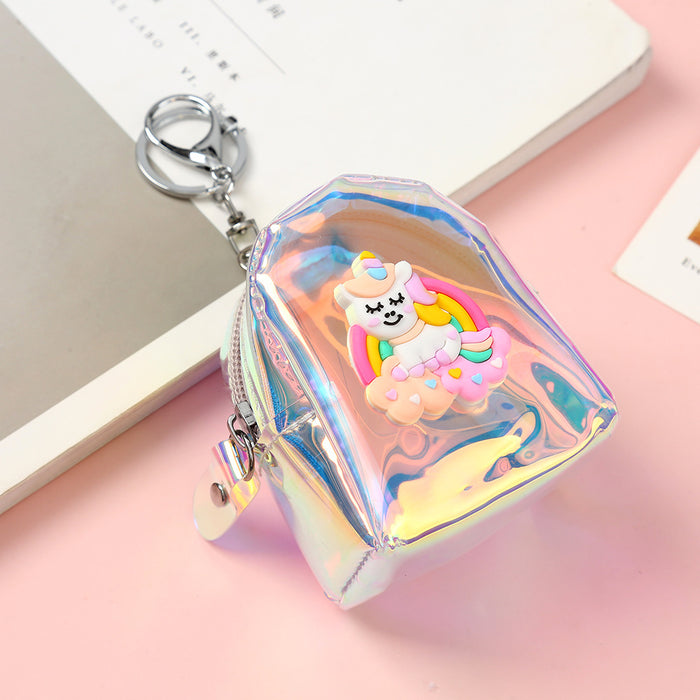 Wholesale PU Cartoon Laser Unicorn Coin Purse Keychain JDC-KC-YiK013