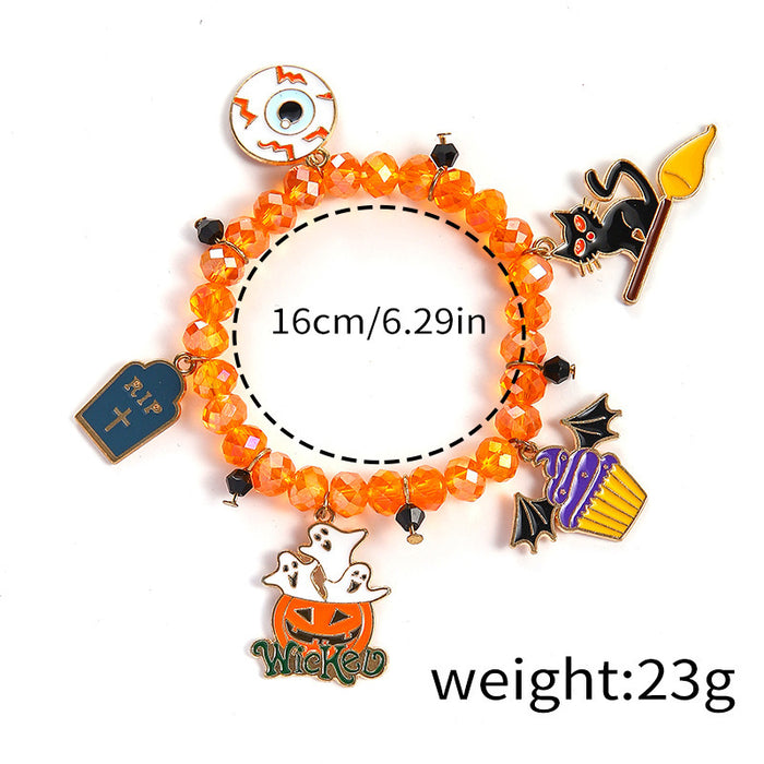 Wholesale  Element Bracelet Pumpkin Skull Ghost Cat Bat Painting Oil Color Bracelet