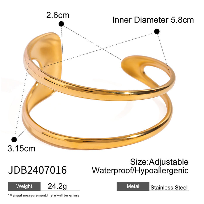 Wholesale Stainless steel exaggerated gold bracelet with high-end feel, open bracelet made of titanium steel, and hand jewelry