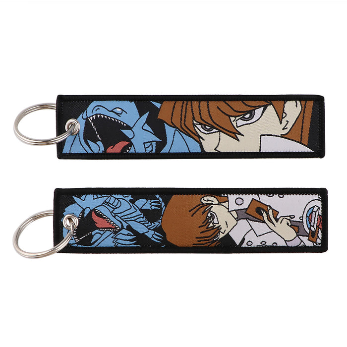 Wholesale Cartoon silk keychain lanyard  woven fabric keychain accessories