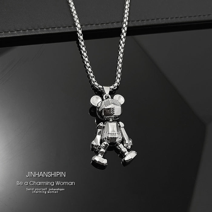 Wholesale Limb Movable Digital Bear Titanium Steel Men's Necklace JDC-NE-JuXing010