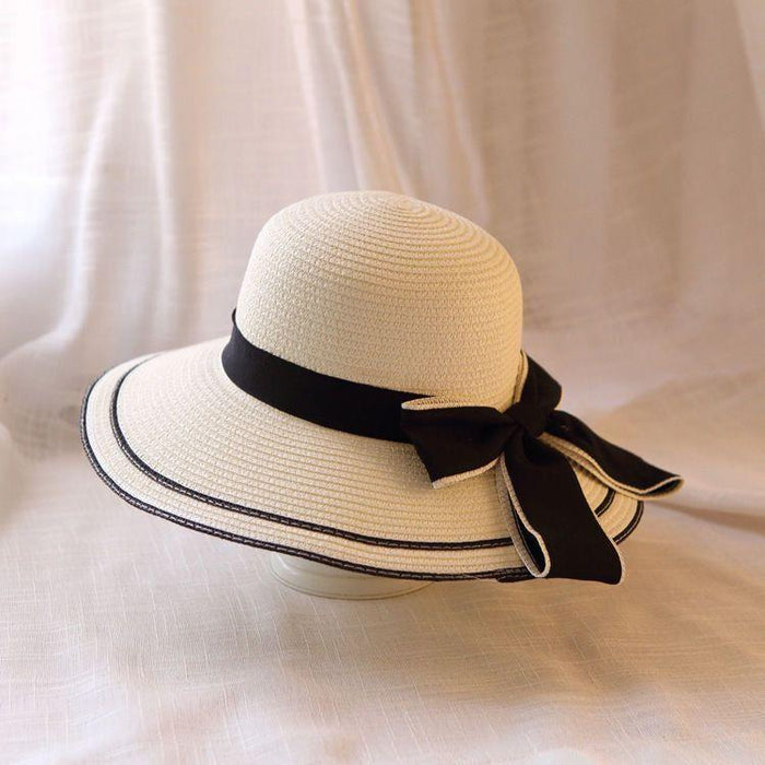 Wholesale Hollow out lace bow fashion hat, sun protection straw hat, sun protection hat