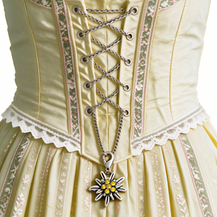 Wholesale Layering Jewelry Edelweiss Long Necklace Rhinestone Pendant Bavarian Folk Style For Beer Festival