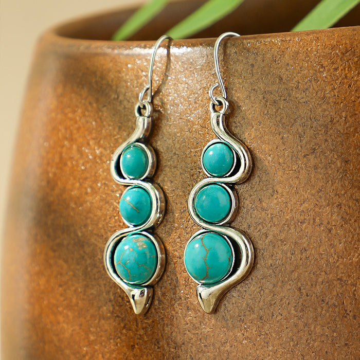 Wholesale 2pcs Bohemian Turquoise Retro Distinctive Earrings