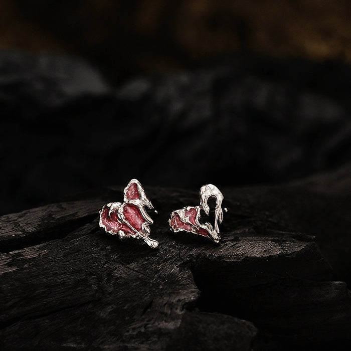 Wholesale asymmetric earrings female S925 sterling silver texture sweet cool Love earrings